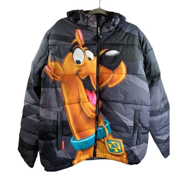 Members Only X Nickelodeon Scooby Doo Puffer Jacket Size Medium Gray NWT - Picture 1 of 13